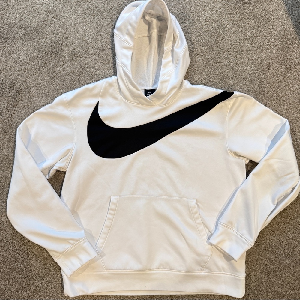 Nike Therma Men's HBR Basketball Training Dri-Fit Hoodie, White & Black, M EUC - Picture 2 of 3
